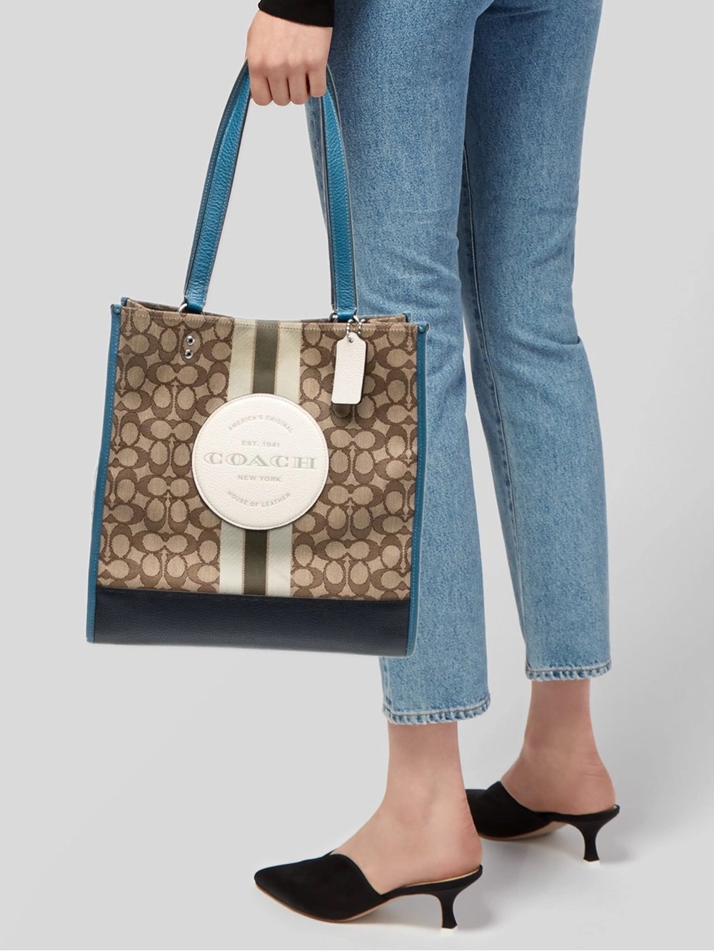 Coach Signature Jacquard tote bag Blue Trim